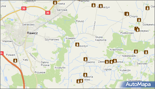 mapa Sikorzyn gmina Rawicz, Sikorzyn gmina Rawicz na mapie Targeo