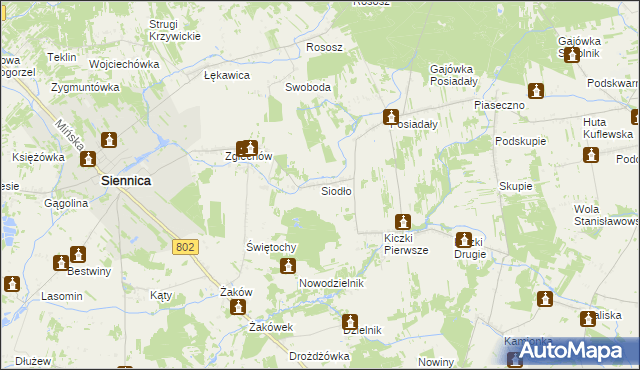 mapa Siodło gmina Siennica, Siodło gmina Siennica na mapie Targeo