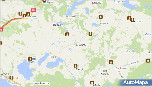 mapa Skajboty, Skajboty na mapie Targeo