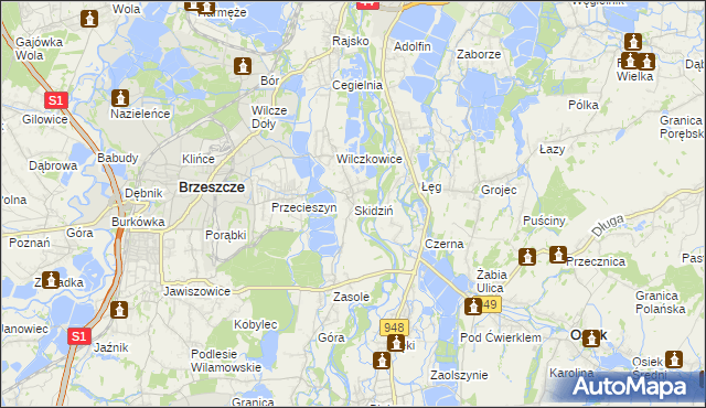 mapa Skidziń, Skidziń na mapie Targeo