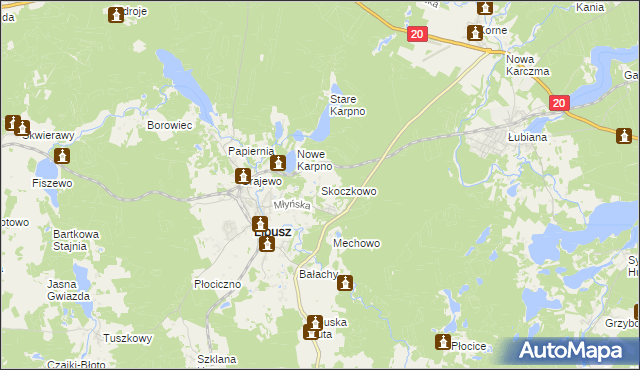 mapa Skoczkowo gmina Lipusz, Skoczkowo gmina Lipusz na mapie Targeo