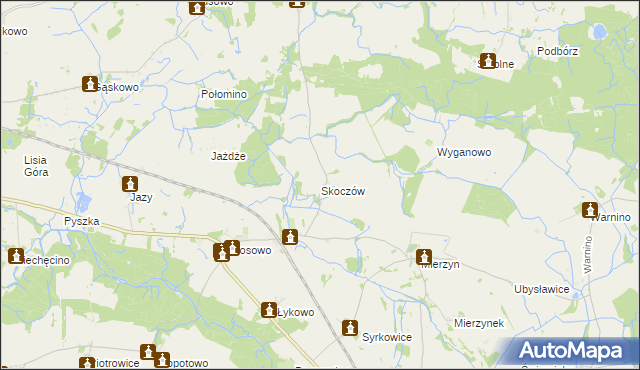 mapa Skoczów gmina Dygowo, Skoczów gmina Dygowo na mapie Targeo