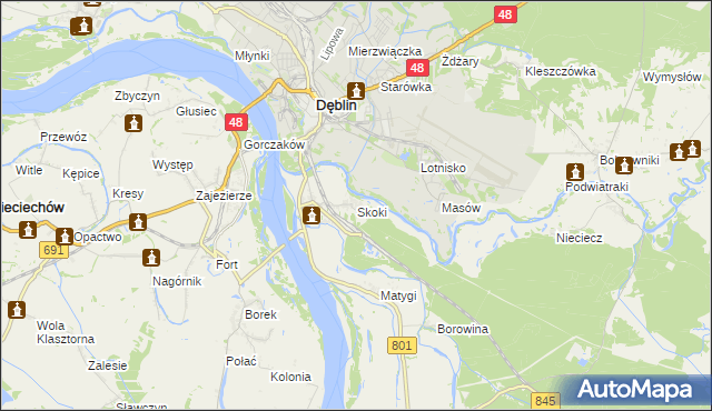 mapa Skoki gmina Puławy, Skoki gmina Puławy na mapie Targeo