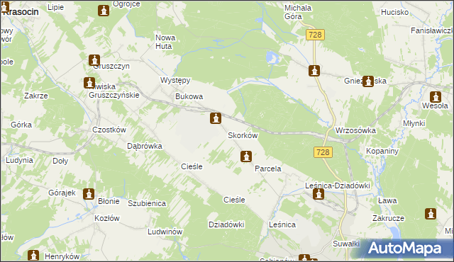 mapa Skorków, Skorków na mapie Targeo