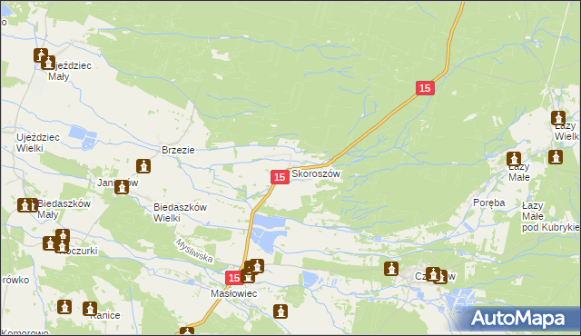 mapa Skoroszów gmina Trzebnica, Skoroszów gmina Trzebnica na mapie Targeo