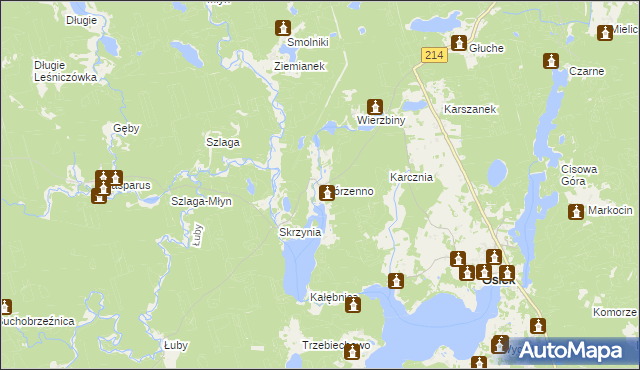 mapa Skórzenno, Skórzenno na mapie Targeo