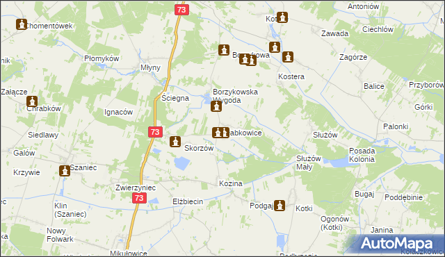 mapa Słabkowice, Słabkowice na mapie Targeo