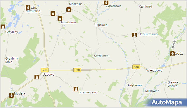 mapa Sławkowo gmina Działdowo, Sławkowo gmina Działdowo na mapie Targeo