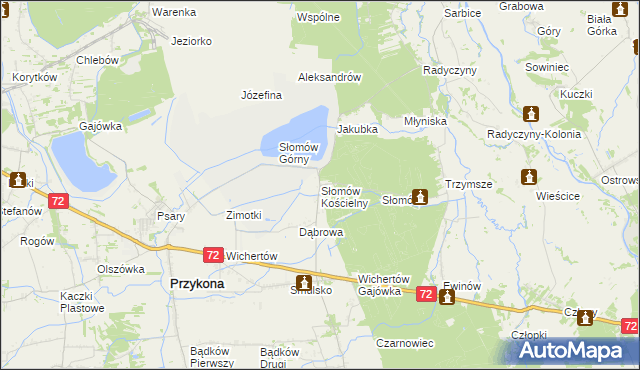 mapa Słomów Kościelny, Słomów Kościelny na mapie Targeo