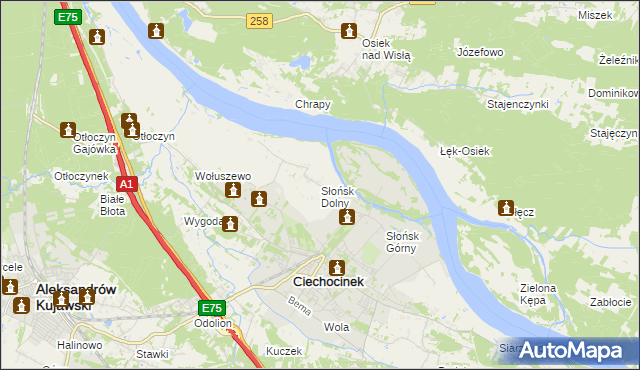 mapa Słońsk Dolny, Słońsk Dolny na mapie Targeo