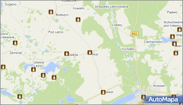 mapa Słup gmina Lidzbark, Słup gmina Lidzbark na mapie Targeo