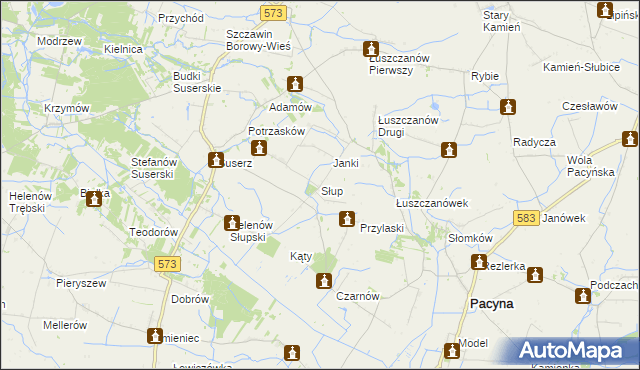 mapa Słup gmina Szczawin Kościelny, Słup gmina Szczawin Kościelny na mapie Targeo