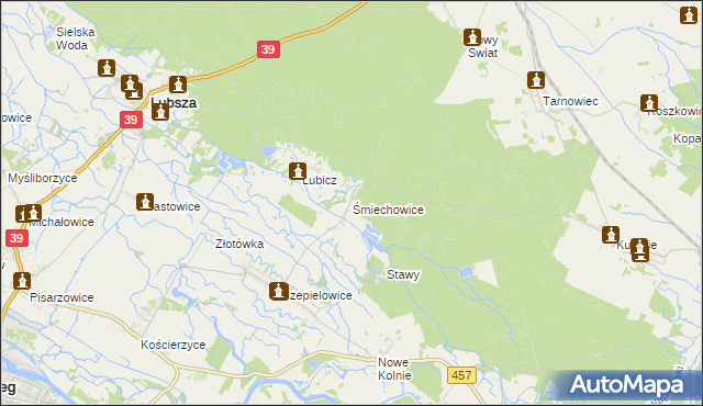 mapa Śmiechowice gmina Lubsza, Śmiechowice gmina Lubsza na mapie Targeo