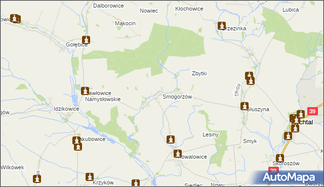 mapa Smogorzów gmina Namysłów, Smogorzów gmina Namysłów na mapie Targeo