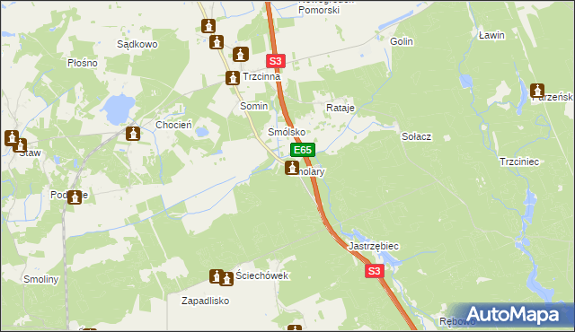 mapa Smolary gmina Nowogródek Pomorski, Smolary gmina Nowogródek Pomorski na mapie Targeo