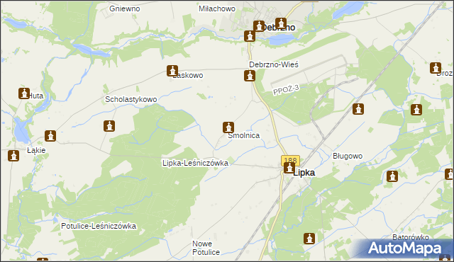 mapa Smolnica gmina Lipka, Smolnica gmina Lipka na mapie Targeo