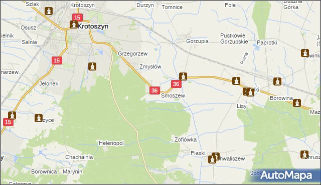 mapa Smoszew, Smoszew na mapie Targeo