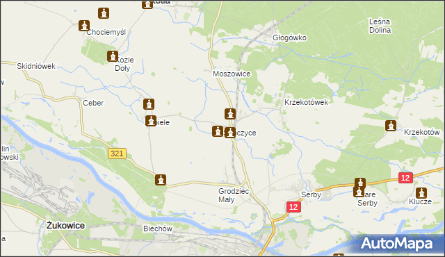 mapa Sobczyce, Sobczyce na mapie Targeo