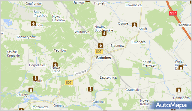 mapa Sobolew powiat garwoliński, Sobolew powiat garwoliński na mapie Targeo