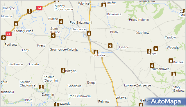mapa Sobótka gmina Ożarów, Sobótka gmina Ożarów na mapie Targeo
