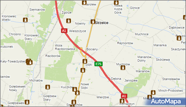 mapa Sójki-Parcel, Sójki-Parcel na mapie Targeo