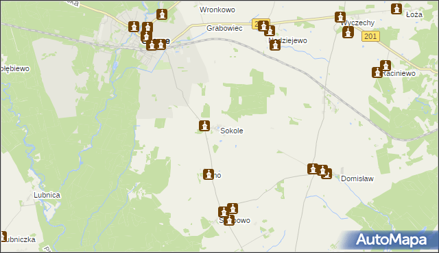 mapa Sokole gmina Czarne, Sokole gmina Czarne na mapie Targeo