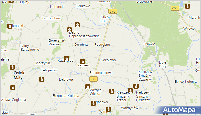 mapa Sokołowo gmina Koło, Sokołowo gmina Koło na mapie Targeo
