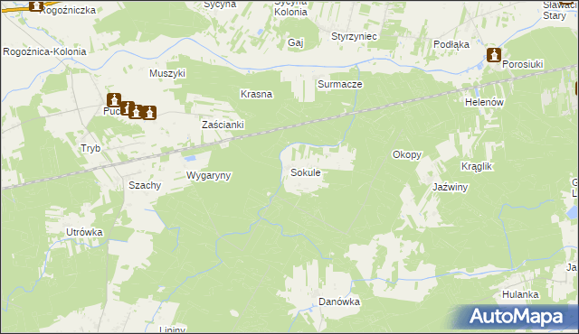 mapa Sokule gmina Drelów, Sokule gmina Drelów na mapie Targeo
