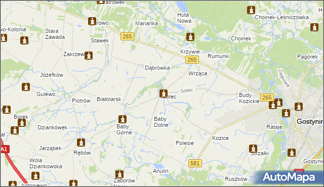 mapa Solec gmina Gostynin, Solec gmina Gostynin na mapie Targeo