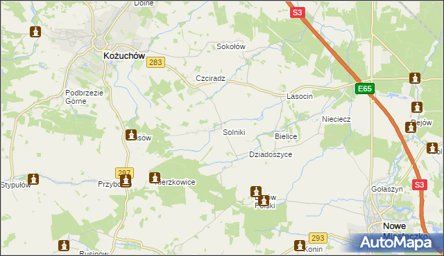 mapa Solniki gmina Kożuchów, Solniki gmina Kożuchów na mapie Targeo