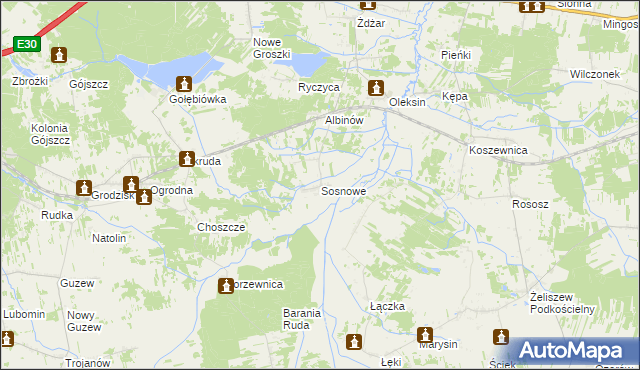 mapa Sosnowe, Sosnowe na mapie Targeo