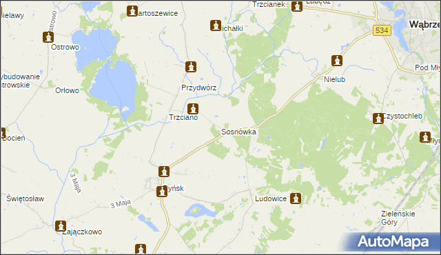 mapa Sosnówka gmina Ryńsk, Sosnówka gmina Ryńsk na mapie Targeo