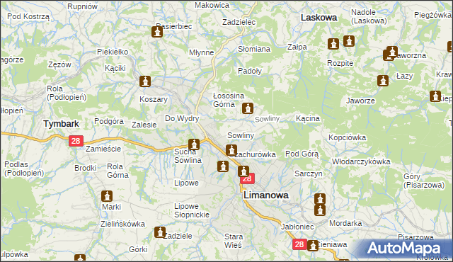 mapa Sowliny, Sowliny na mapie Targeo