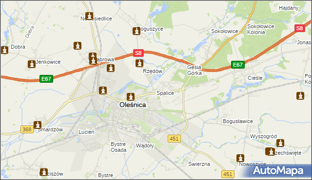 mapa Spalice, Spalice na mapie Targeo