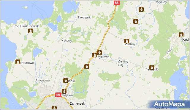 mapa Spytkowo, Spytkowo na mapie Targeo