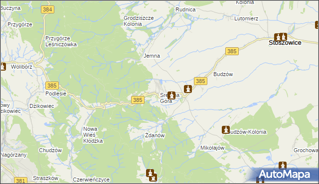 mapa Srebrna Góra gmina Stoszowice, Srebrna Góra gmina Stoszowice na mapie Targeo