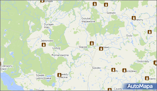 mapa Stacze gmina Kowale Oleckie, Stacze gmina Kowale Oleckie na mapie Targeo