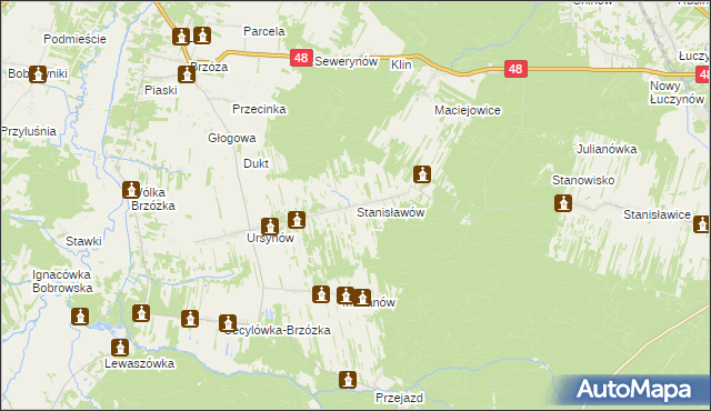 mapa Stanisławów gmina Głowaczów, Stanisławów gmina Głowaczów na mapie Targeo