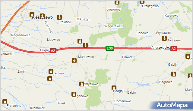 mapa Staniszewo gmina Środa Wielkopolska, Staniszewo gmina Środa Wielkopolska na mapie Targeo