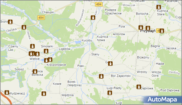 mapa Stany gmina Przystajń, Stany gmina Przystajń na mapie Targeo