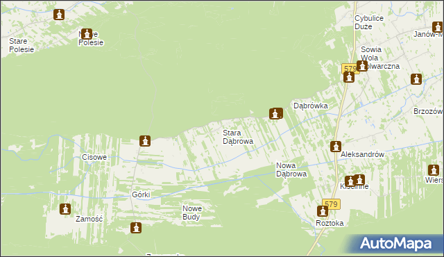 mapa Stara Dąbrowa gmina Leoncin, Stara Dąbrowa gmina Leoncin na mapie Targeo