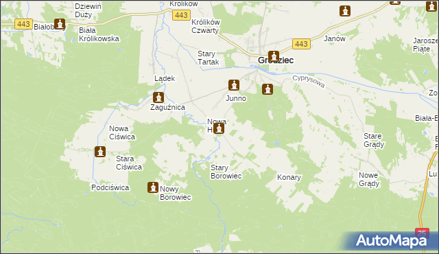 mapa Stara Huta gmina Grodziec, Stara Huta gmina Grodziec na mapie Targeo