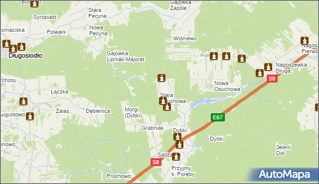 mapa Stara Osuchowa, Stara Osuchowa na mapie Targeo