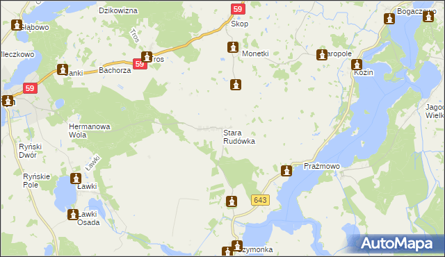 mapa Stara Rudówka, Stara Rudówka na mapie Targeo