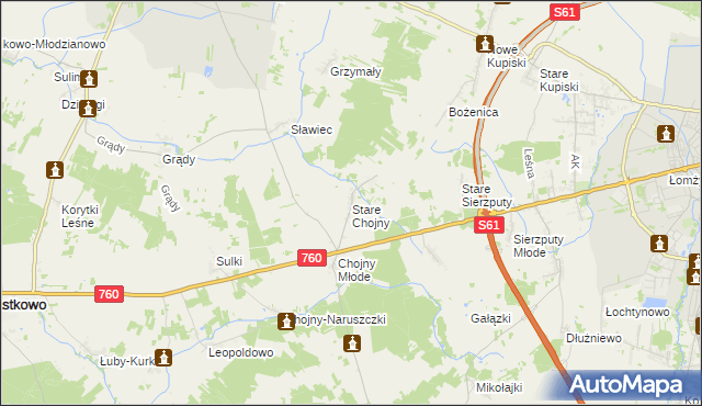 mapa Stare Chojny, Stare Chojny na mapie Targeo