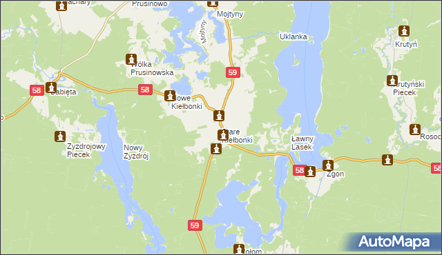 mapa Stare Kiełbonki, Stare Kiełbonki na mapie Targeo