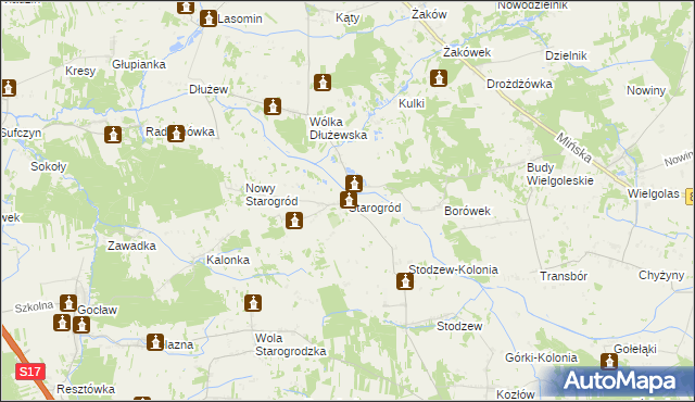 mapa Starogród gmina Siennica, Starogród gmina Siennica na mapie Targeo