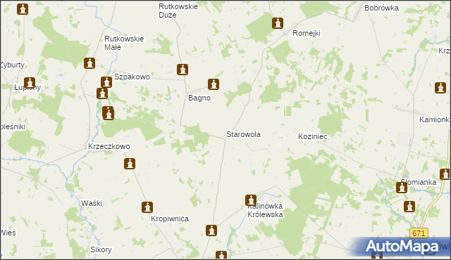 mapa Starowola gmina Jaświły, Starowola gmina Jaświły na mapie Targeo