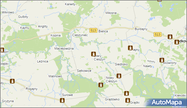 mapa Stary Cieszyn, Stary Cieszyn na mapie Targeo