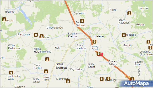 mapa Stary Kiełbów, Stary Kiełbów na mapie Targeo